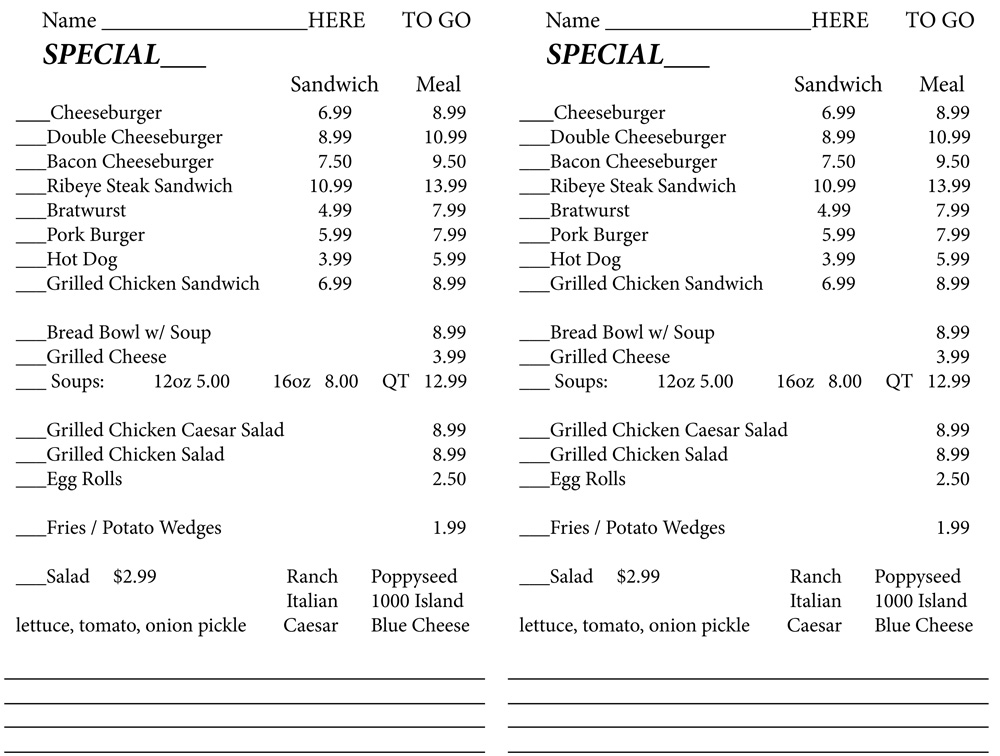 Korte Meats Lunch Menu Updated 8-8-25